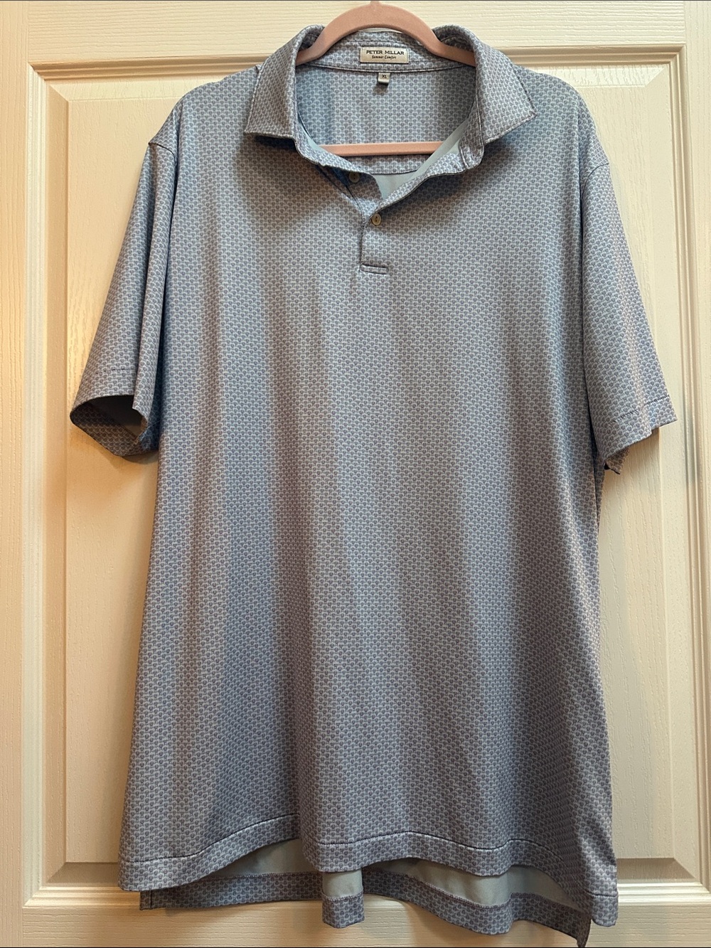 Peter Millar Light Blue Micro-Pattern Short Sleeve Golf Polo